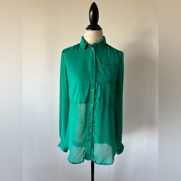 Free People Semi Sheer Long Sleeve Blouse Small - Picture 15 of 15